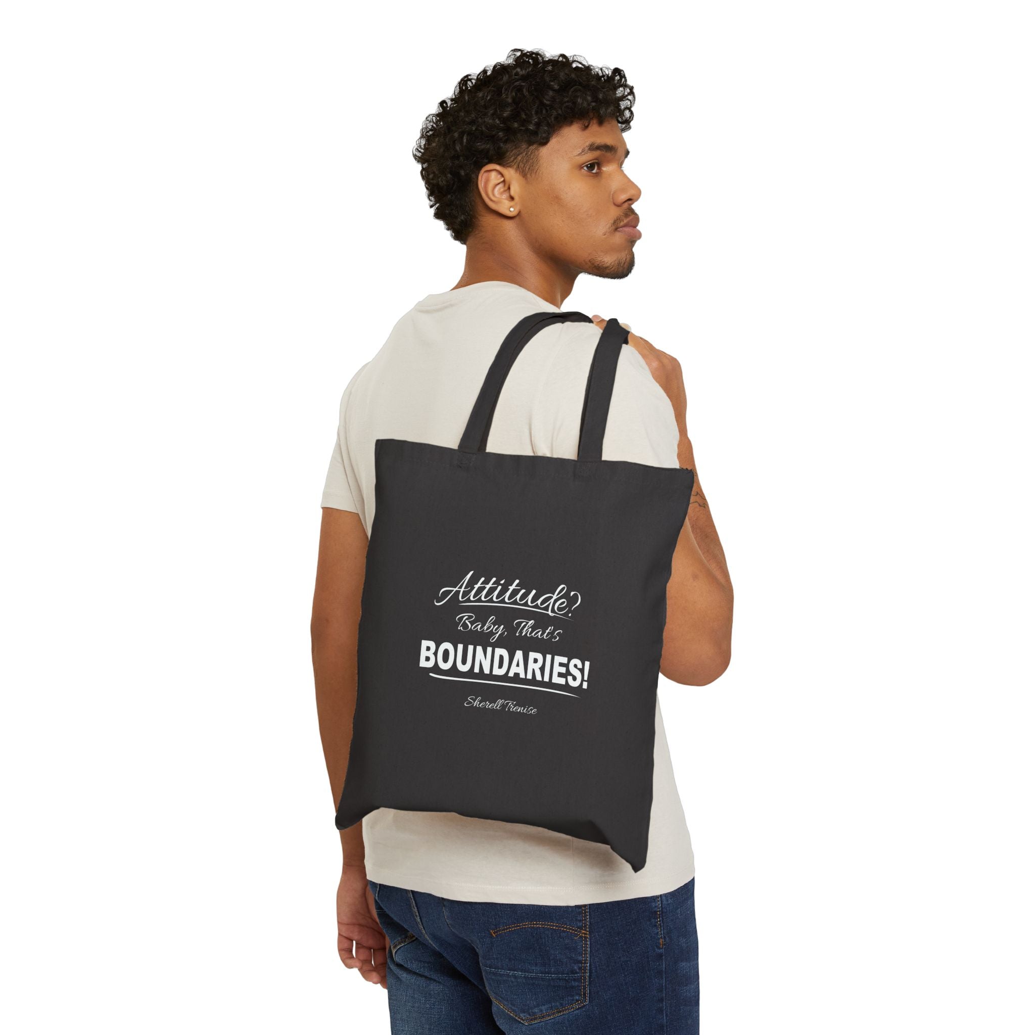 Tote Bag — "Attitude? Baby That’s BOUNDARIES!" Canvas Grocery & Everyday Tote