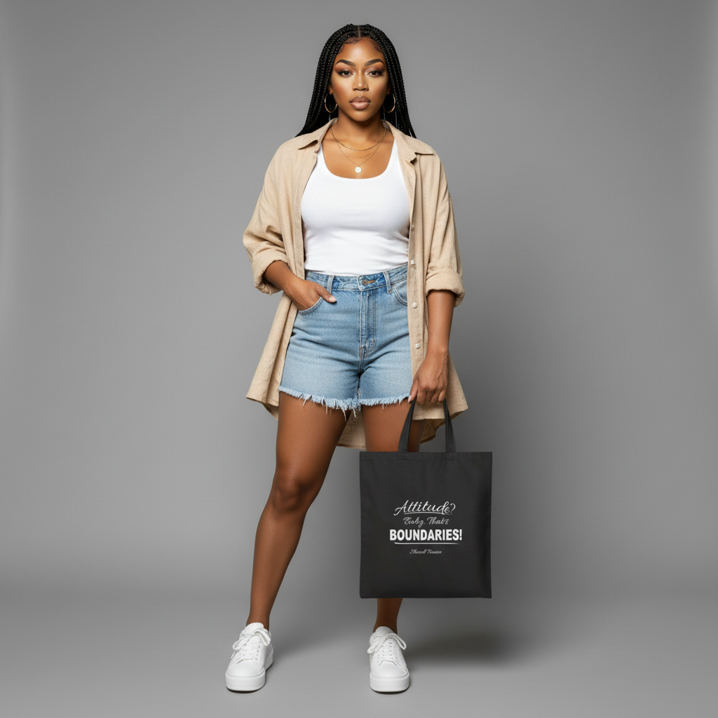 Tote Bag — "Attitude? Baby That’s BOUNDARIES!" Canvas Grocery & Everyday Tote